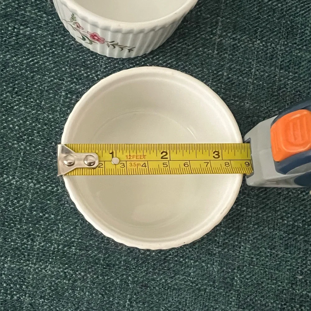 Vintage BIA Cordon Bleu France Soufflé Ramekins – Blue + Pink Flowers Set of 2 - Picture 5 of 6